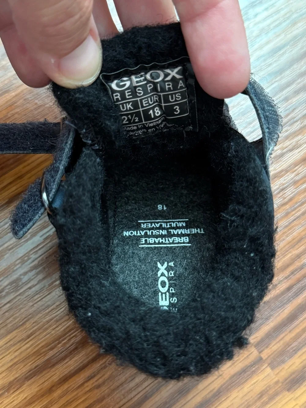 NWOB Geox Kids Black Fleece-Lined Double Strap Boots